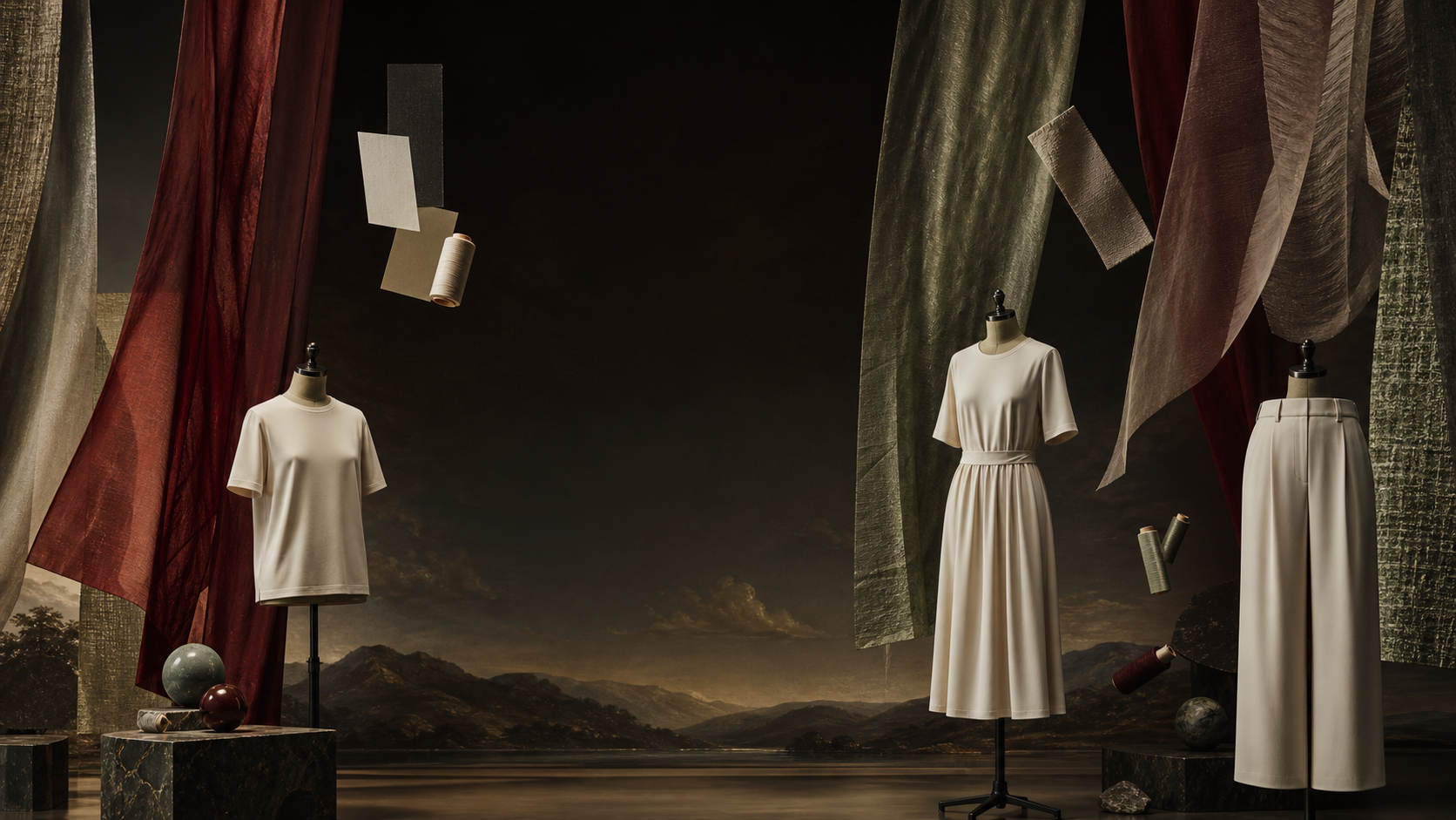 A focused womenswear collection direction with physical garments and material references